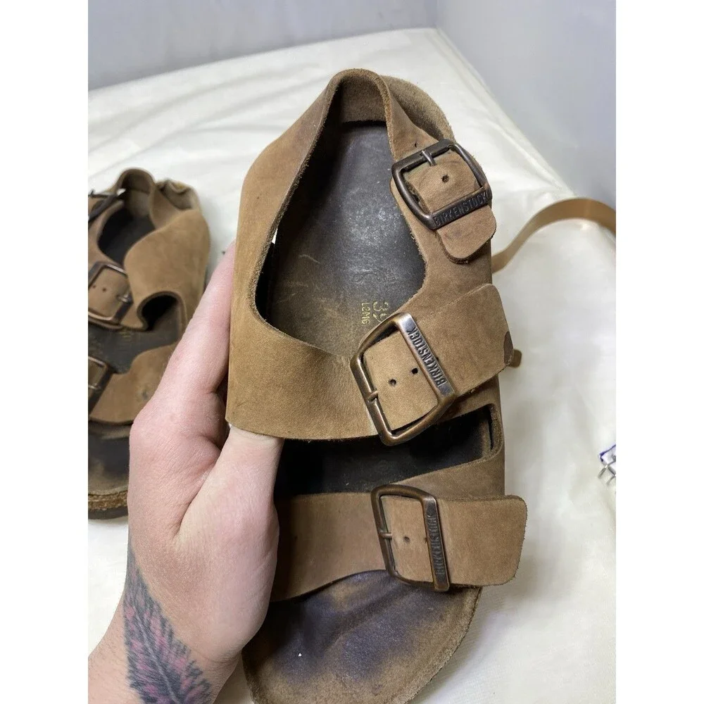 BIRKENSTOCK MENS MILANO LEATHER SANDAL CORK FOOTBED SIZE 6